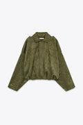 Veste Bomber Effet Daim Vert