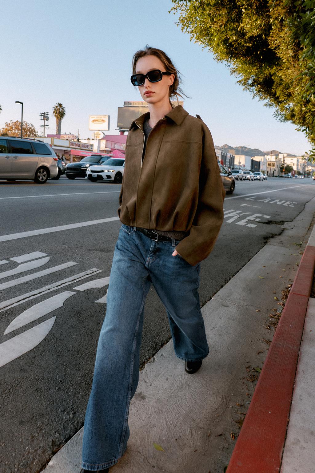 Veste Bomber Effet Daim Marron